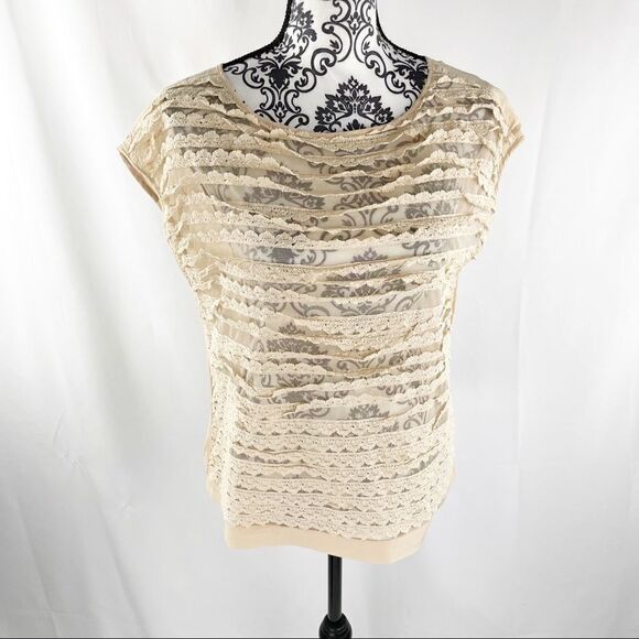 Madewell Tiered Lace Front Silk Top - Picture 3 of 9